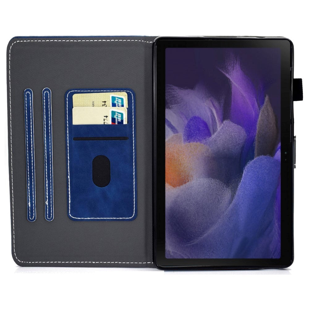 Samsung Galaxy Tab A8 10.5 (2021) Leather Flip Case w. Pencil Holder & Card Holder - Blue