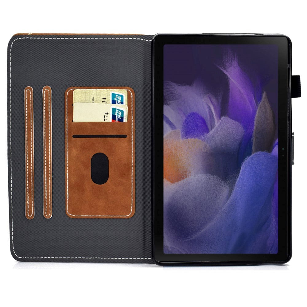 Samsung Galaxy Tab A8 10.5 (2021) Leather Flip Case w. Pencil Holder & Card Holder - Brown