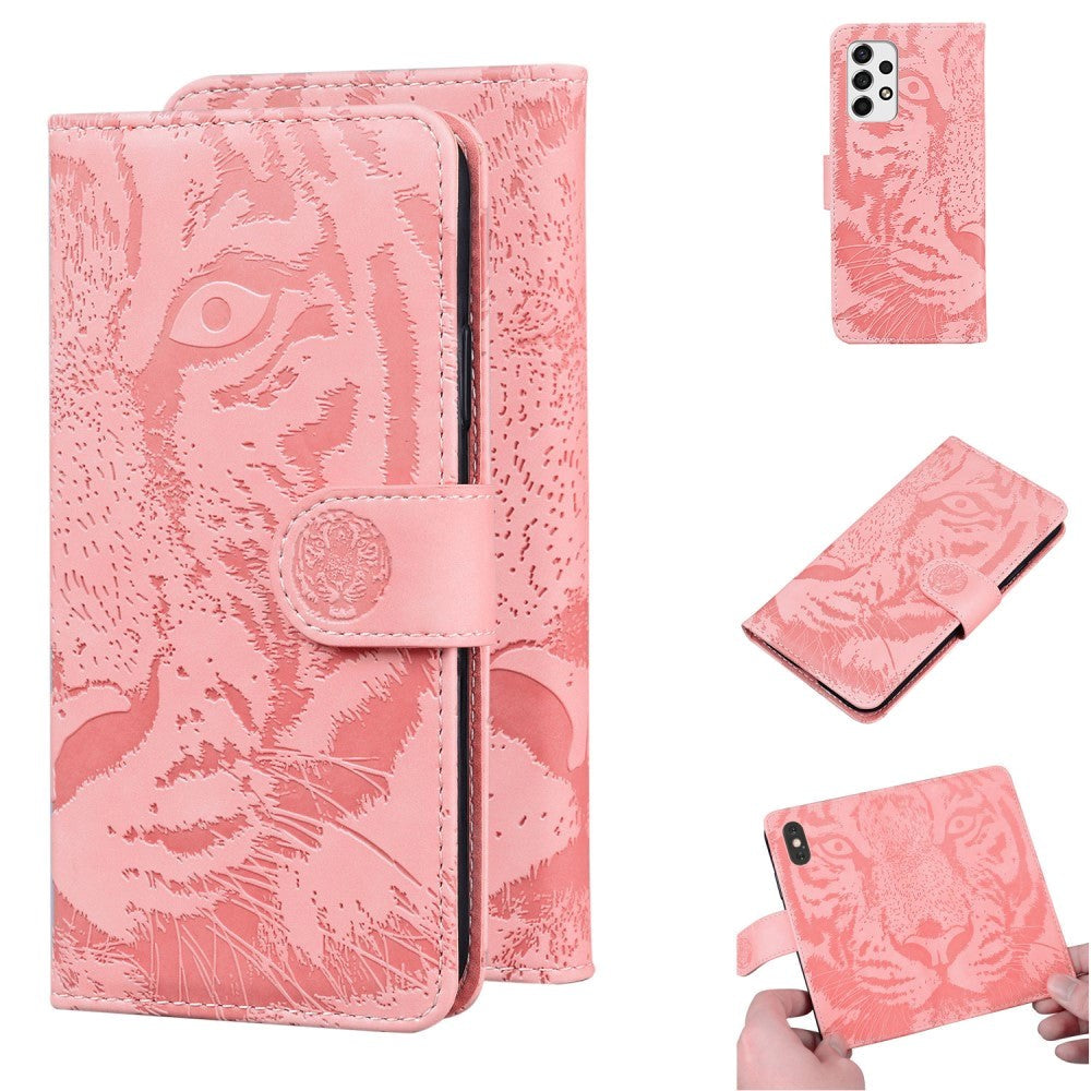 Samsung Galaxy A53 (5G) Leather Wallet Case - Tiger Print - Pink