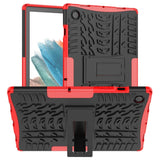 Samsung Galaxy Tab A8 10.5" (2021) Tough Case w. Tyre Design & Stand Function - Black & Red