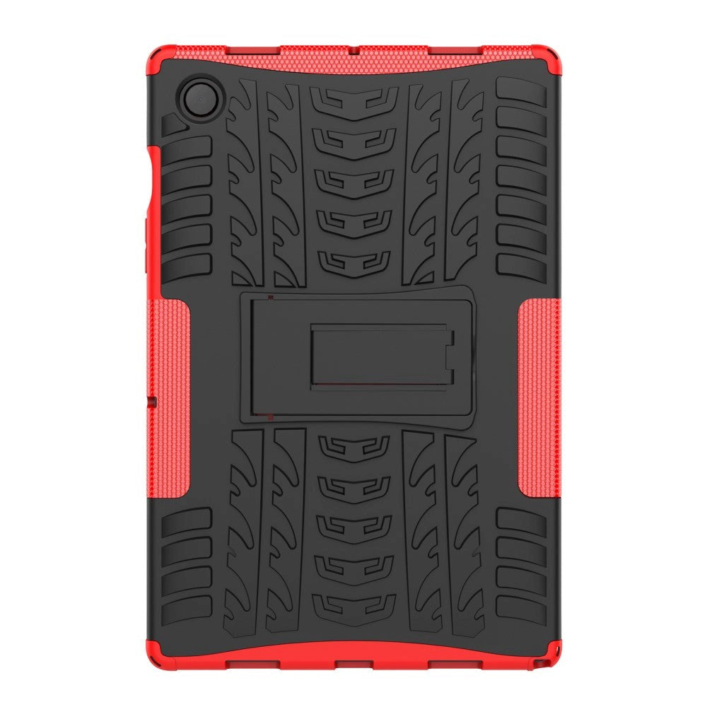 Samsung Galaxy Tab A8 10.5" (2021) Tough Case w. Tyre Design & Stand Function - Black & Red