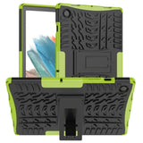 Samsung Galaxy Tab A8 10.5" (2021) Tough Case w. Tyre Design & Stand Function - Black & Green