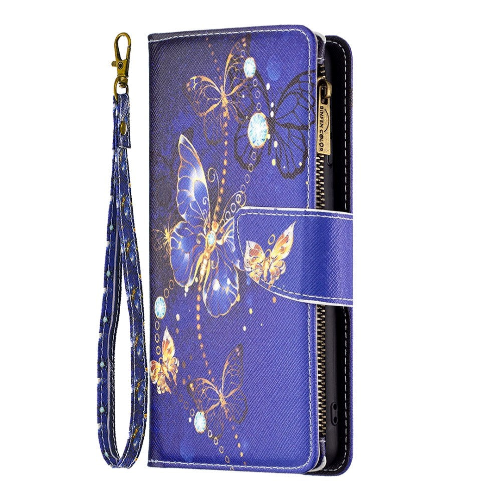 Samsung Galaxy A73 (5G) Leather Case w. Large Wallet - Purple butterflies