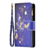 Samsung Galaxy A73 (5G) Leather Case w. Large Wallet - Purple butterflies