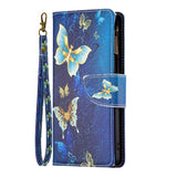 Samsung Galaxy A73 (5G) Leather Case w. Large Wallet - Blue butterflies