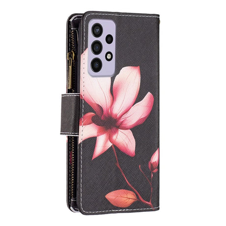 Samsung Galaxy A73 (5G) Leather Case w. Large Wallet - Pink Flower