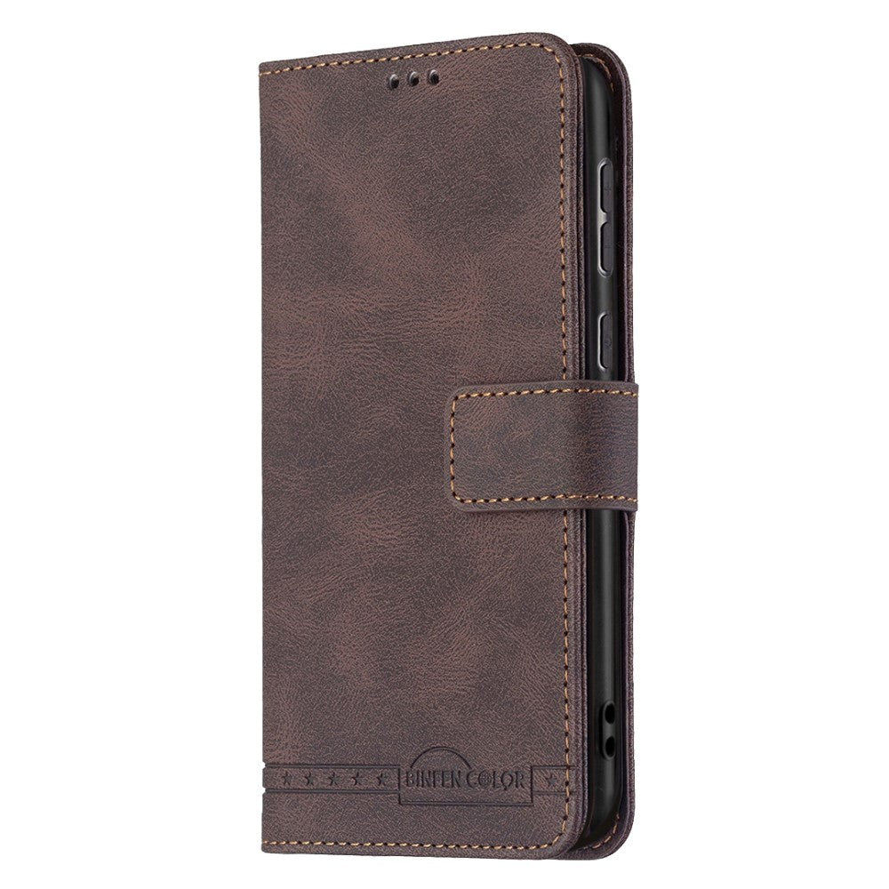 Samsung Galaxy A73 (5G) Binfen Soft Leather Wallet Case - Exterior Magnet Flap - Brown