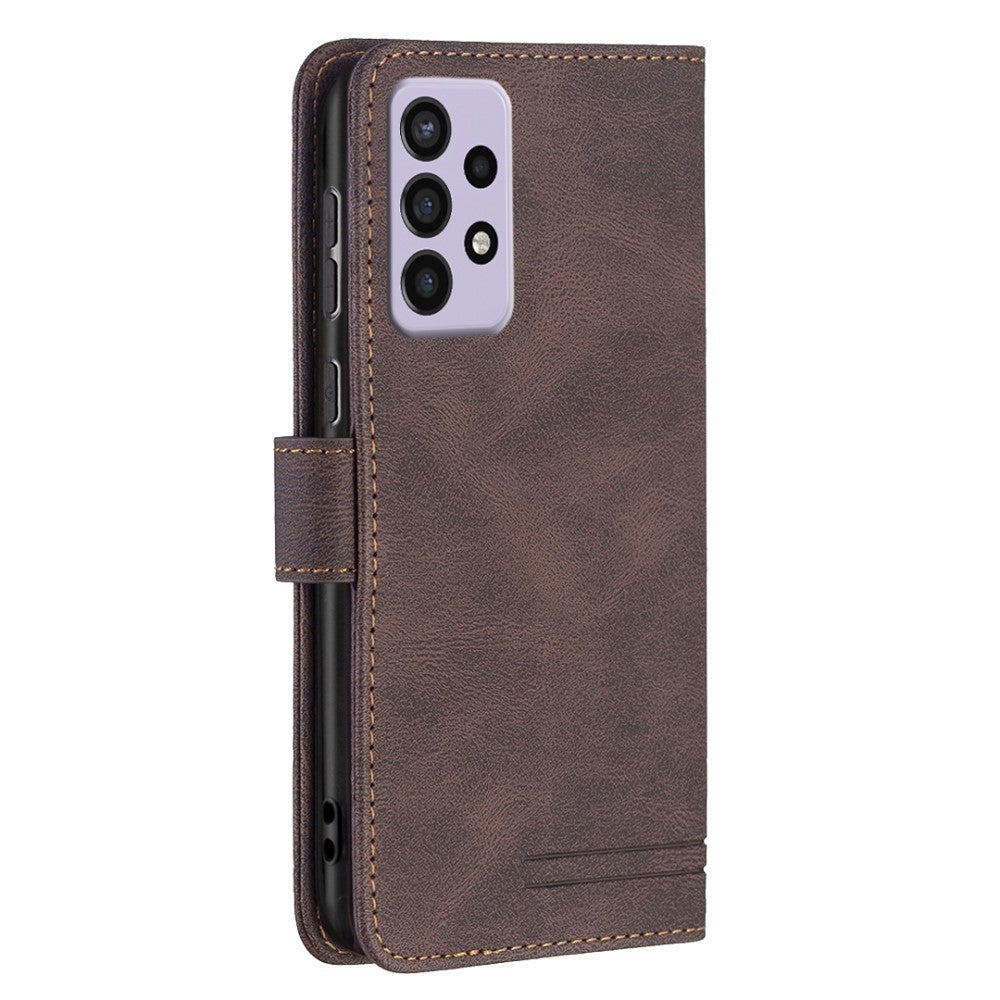 Samsung Galaxy A73 (5G) Binfen Soft Leather Wallet Case - Exterior Magnet Flap - Brown