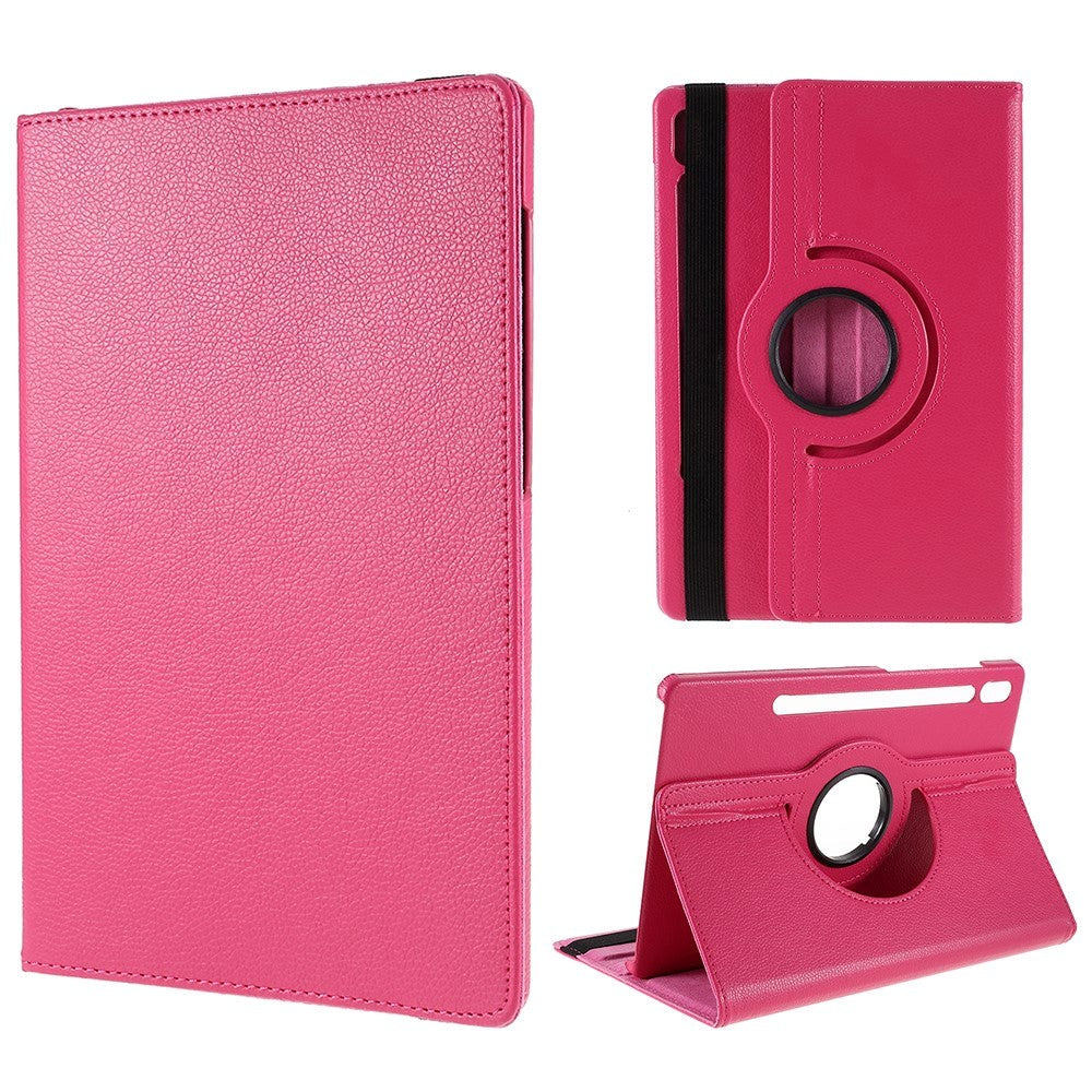 Samsung Galaxy Tab S8 / S7 Leather Flip Case with Stand Function & Pen Holder - Pink