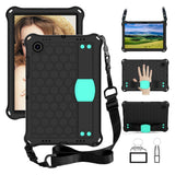 Samsung Galaxy Tab A8 10.5 "(2021) Kids Case w. Shoulder Strap - hive pattern - Black / Green