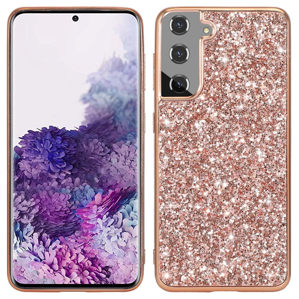 Samsung Galaxy S21 FE (5G) Plastic Back Case with Glitter - Rose Gold