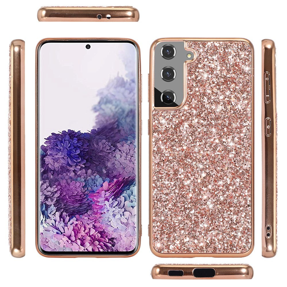 Samsung Galaxy S21 FE (5G) Plastic Back Case with Glitter - Rose Gold