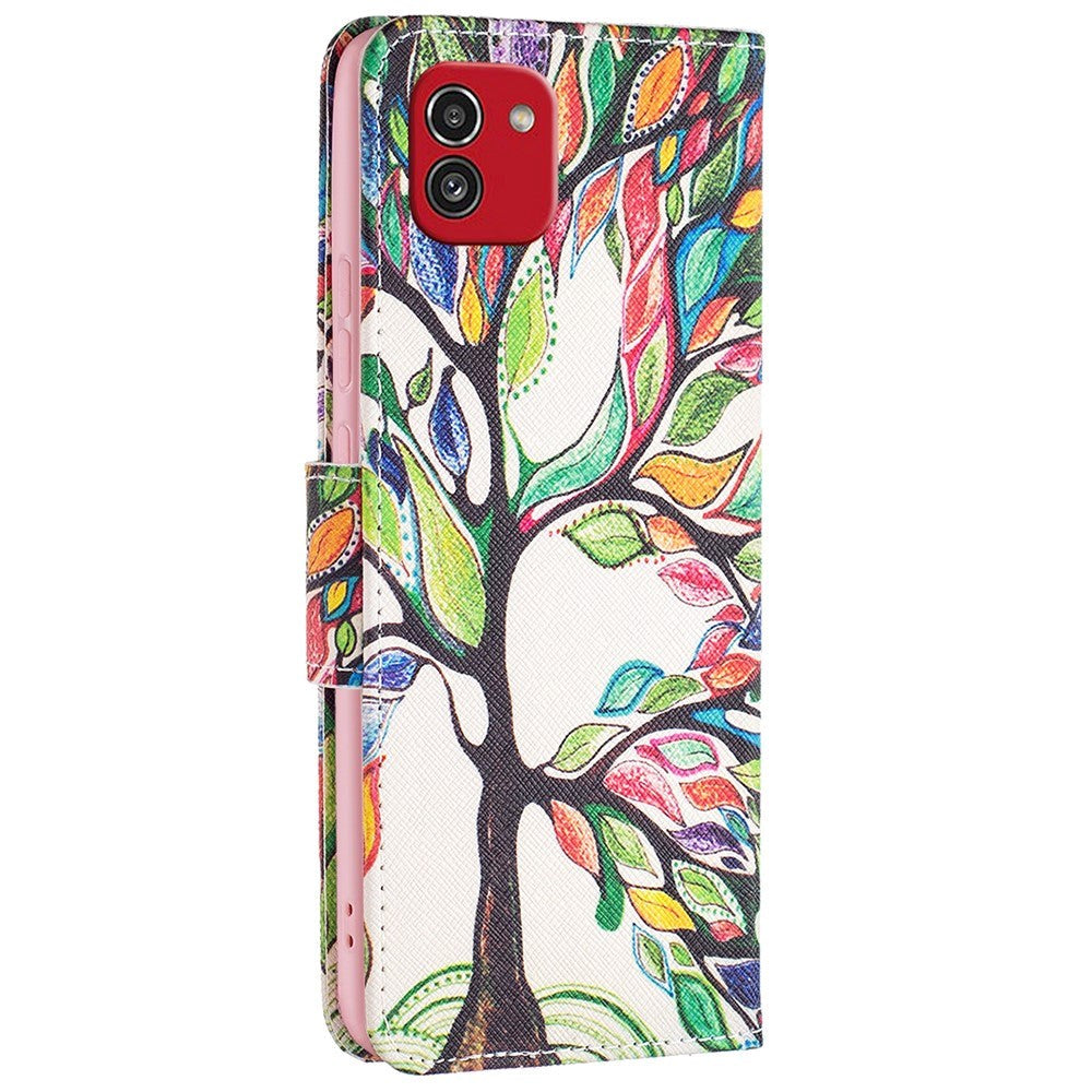 Samsung Galaxy A03 Case with Large Wallet in Leather - Colorful tree