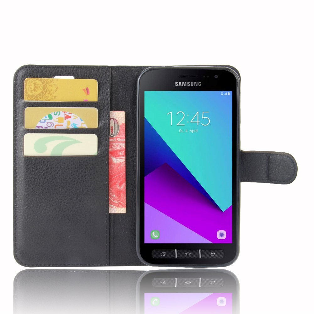 Samsung Galaxy XCover 4 / 4s Soft Pouch Leather Wallet Case Black