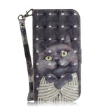 Sony Xperia 10 Light Spot Leather Flip Case - Grey Cat