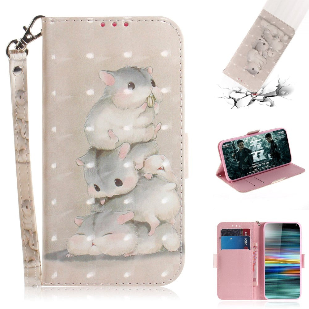 Sony Xperia 10 Light Spot Leather Flip Case - Cute Hamsters