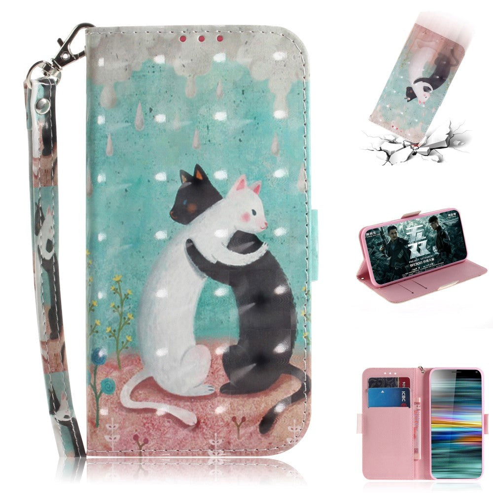 Sony Xperia 10 Light Spot Leather Flip Case - Cuddly Cats