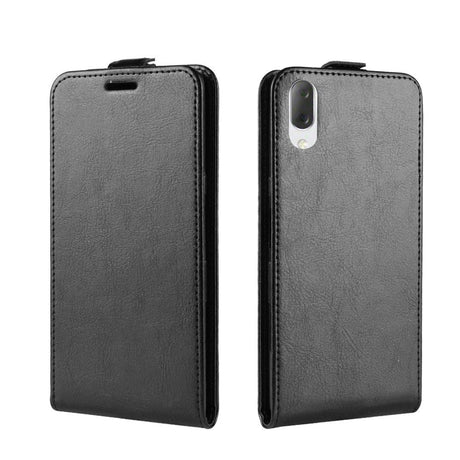 Sony Xperia L3 Leather Flip Case w. Card Holder Black