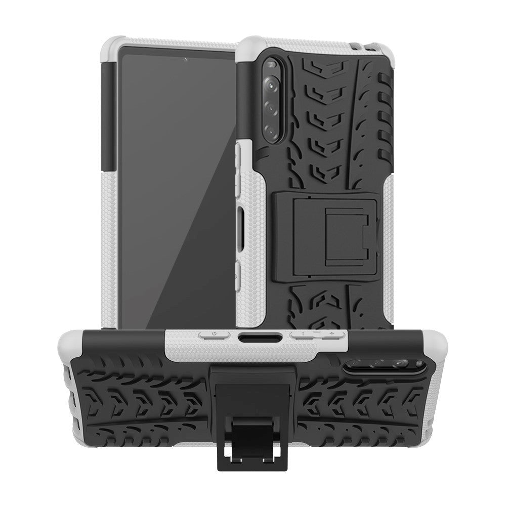 Sony Xperia L4 Cool Tyre Tough Case w. Stand - Black / White