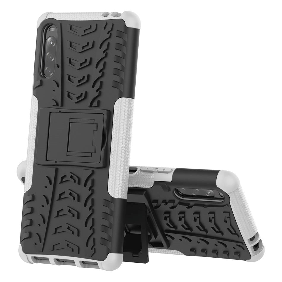 Sony Xperia L4 Cool Tyre Tough Case w. Stand - Black / White