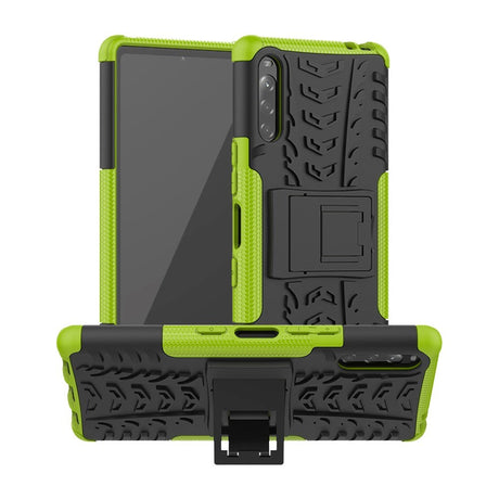 Sony Xperia L4 Cool Tyre Tough Case w. Stand - Black / Green