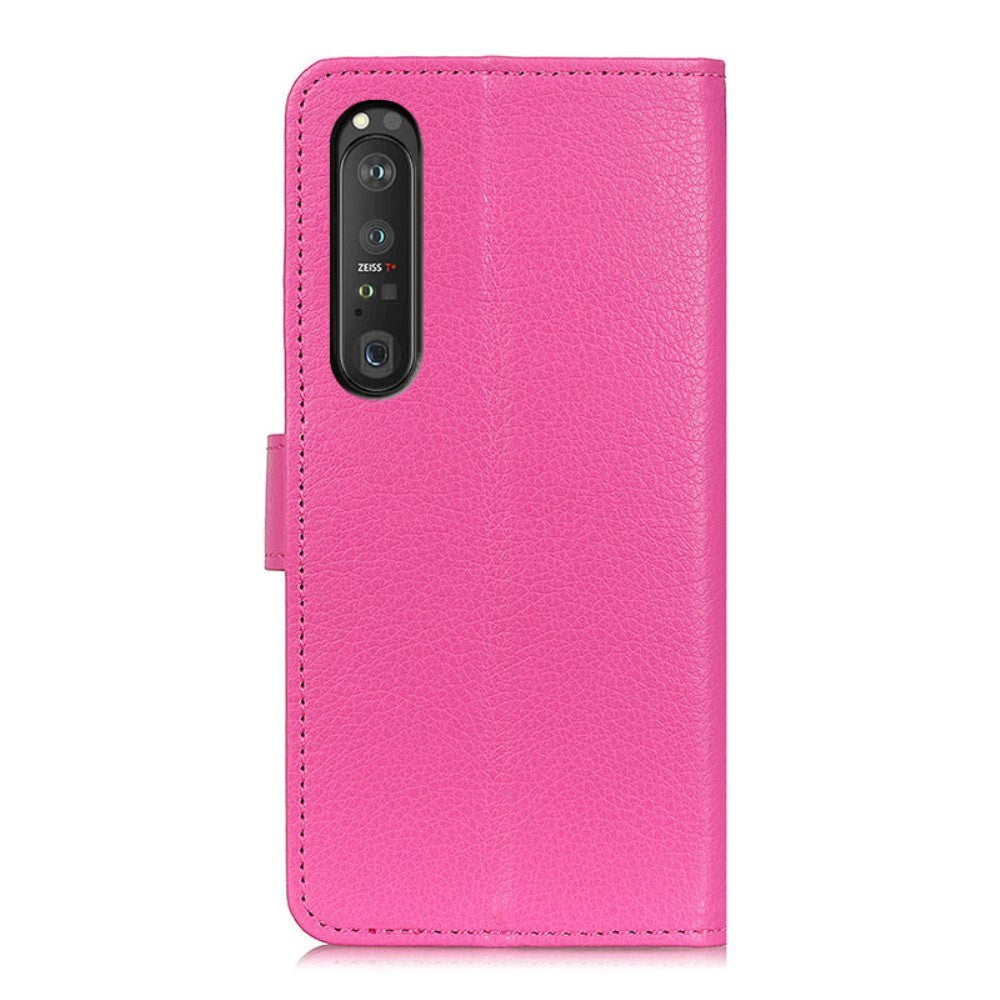 Sony Xperia 1 III Litchi Leather Wallet Case - Pink