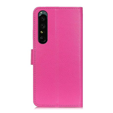 Sony Xperia 1 IV PU Litchi Leather Wallet Case - Pink