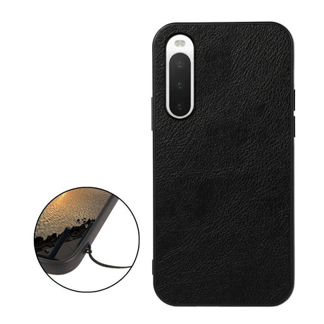 Sony Xperia 10 IV Leather Coated Case - Litchi Texture - Black