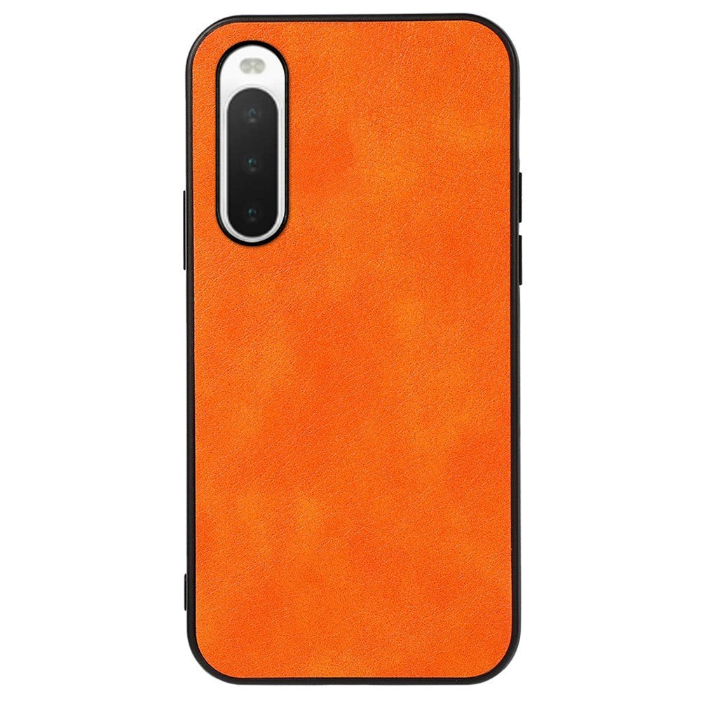 Sony Xperia 10 IV Leather Coated Case - Litchi Texture - Orange