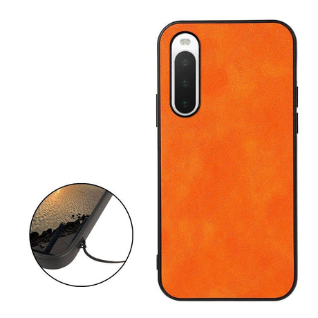 Sony Xperia 10 IV Leather Coated Case - Litchi Texture - Orange