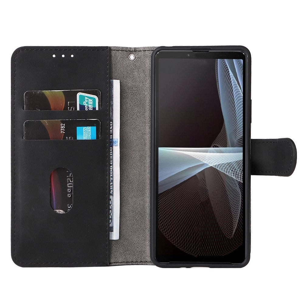 Sony Xperia 10 IV Soft Artificial Leather Wallet Case - Black