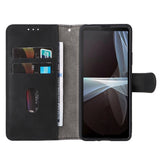 Sony Xperia 10 IV Soft Artificial Leather Wallet Case - Black