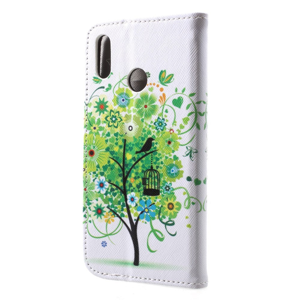 Huawei P20 Lite Leather Wallet Case & Print - Green Tree