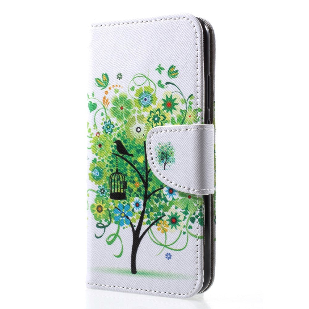 Huawei P20 Lite Leather Wallet Case & Print - Green Tree