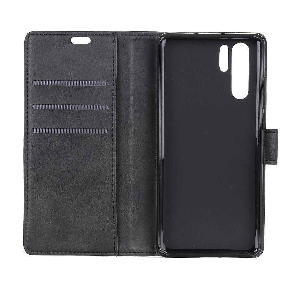 Huawei P30 Pro Matte Leather Wallet Case Black