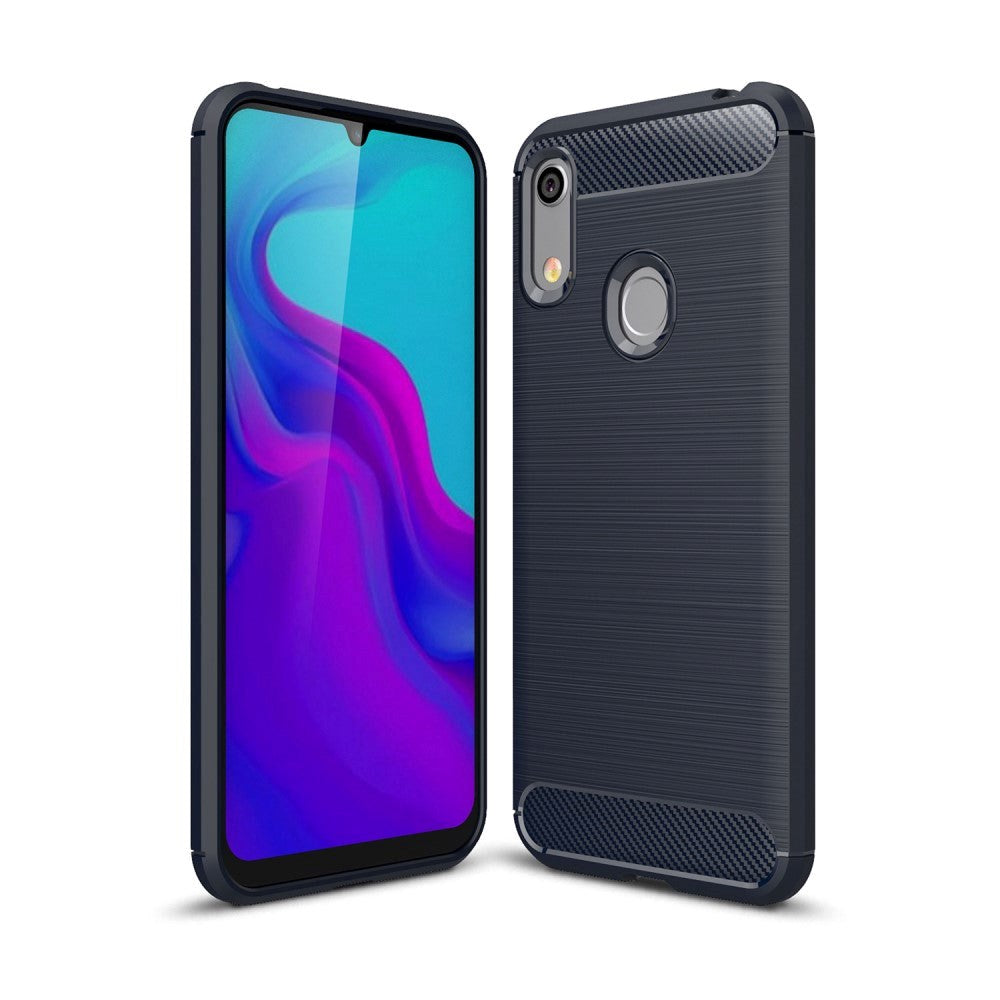 Huawei Y6 / Y6s (2019) Brushed Carbon Fibre TPU Plastic Case Dark Blue