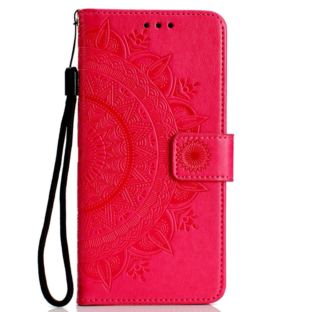 Huawei P30 Lite Leather Wallet Case - Mandala Pattern Red