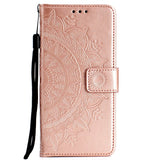 Huawei P30 Lite Leather Wallet Case - Mandala Pattern Rose Gold