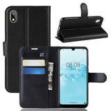 Huawei Y5 (2019) Litchi Leather Wallet Case - Black