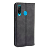 Honor 20 Lite Vintage Style Leather Wallet Case - Black