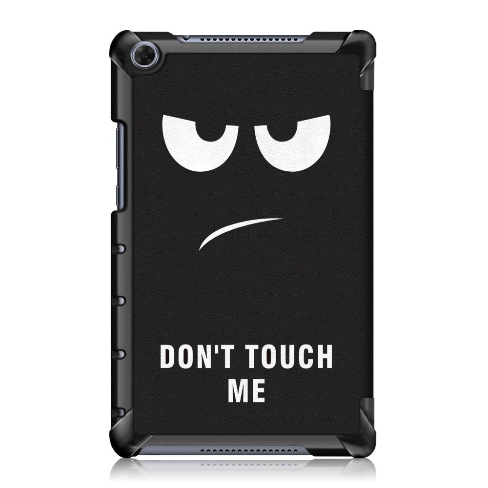 Huawei MediaPad M5 Lite 8 Leather Case w. Fold & Stand function - Angry Smiley "Don't Touch Me"