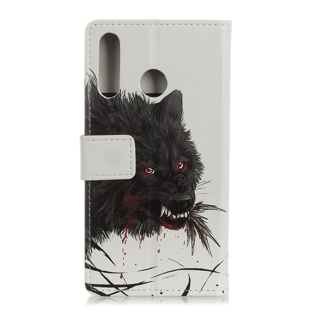 Huawei P Smart Z Leather Wallet Case Black Bloody Wolf