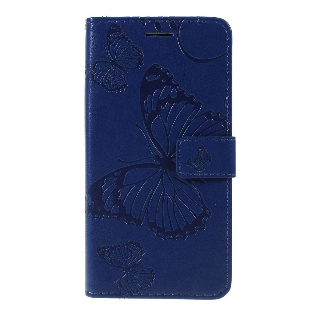 Huawei Y5 (2019) Leather Wallet Case - Blue Butterfly