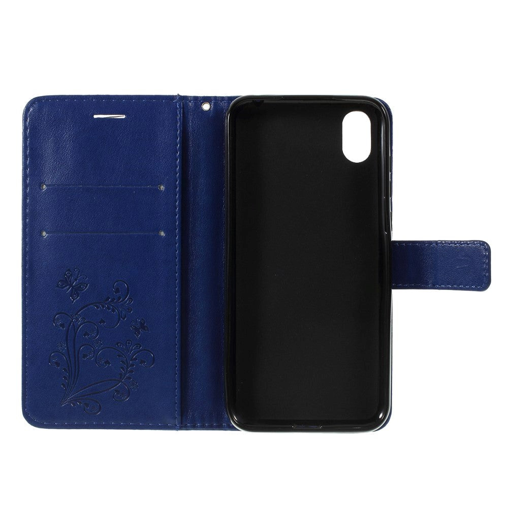 Huawei Y5 (2019) Leather Wallet Case - Blue Butterfly