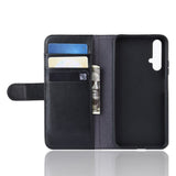 Huawei Nova 5T / Honor 20 Leather Wallet Case - Black