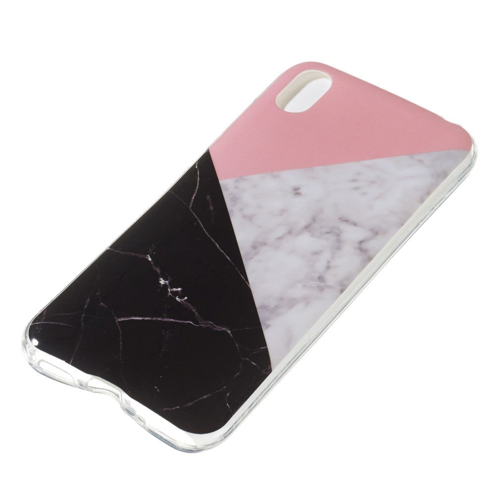 Huawei Y5 (2019) Flexible Plastic Case - Black / White Marble