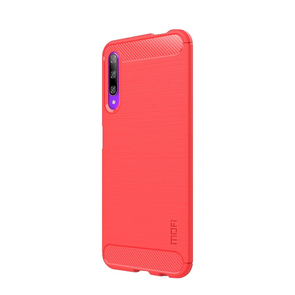 Huawei P Smart Pro Flexible Plastic Case w. Carbon Look - Red