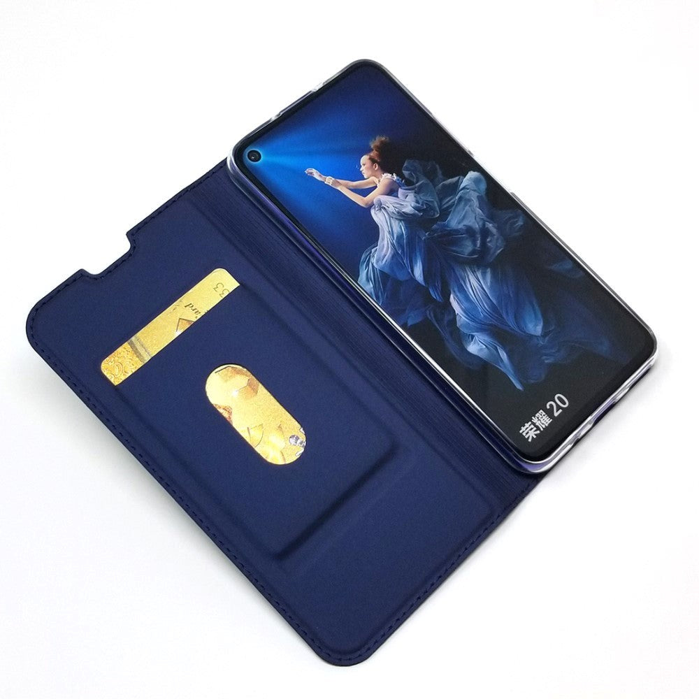 Huawei Nova 5T / Honor 20 Magnetic Leather Case w. Card Holder Dark Blue