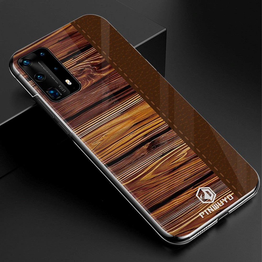 Huawei P40 Pro Pinwuyo Wood Grain Style Case - Brown