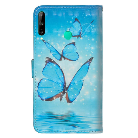 Huawei P40 Lite E Light Spot Leather Wallet Case & Strap - Blue Butterflies